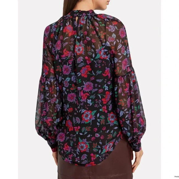 VERONICA BEARD Cicely Silk Floral Print Blouse Size 10 - Picture 2 of 9